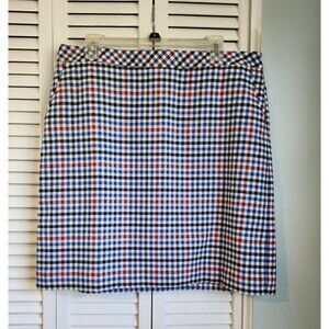 Talbots Petite 14P Red White Blue Gingham Plaid Skirt Nautical Lined NWT $99.50